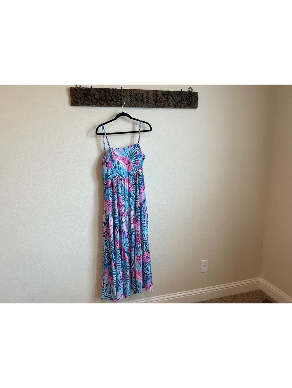 Lilly Pulitzer Tropical Print Spaghetti Strap Maxi Dress Size 10